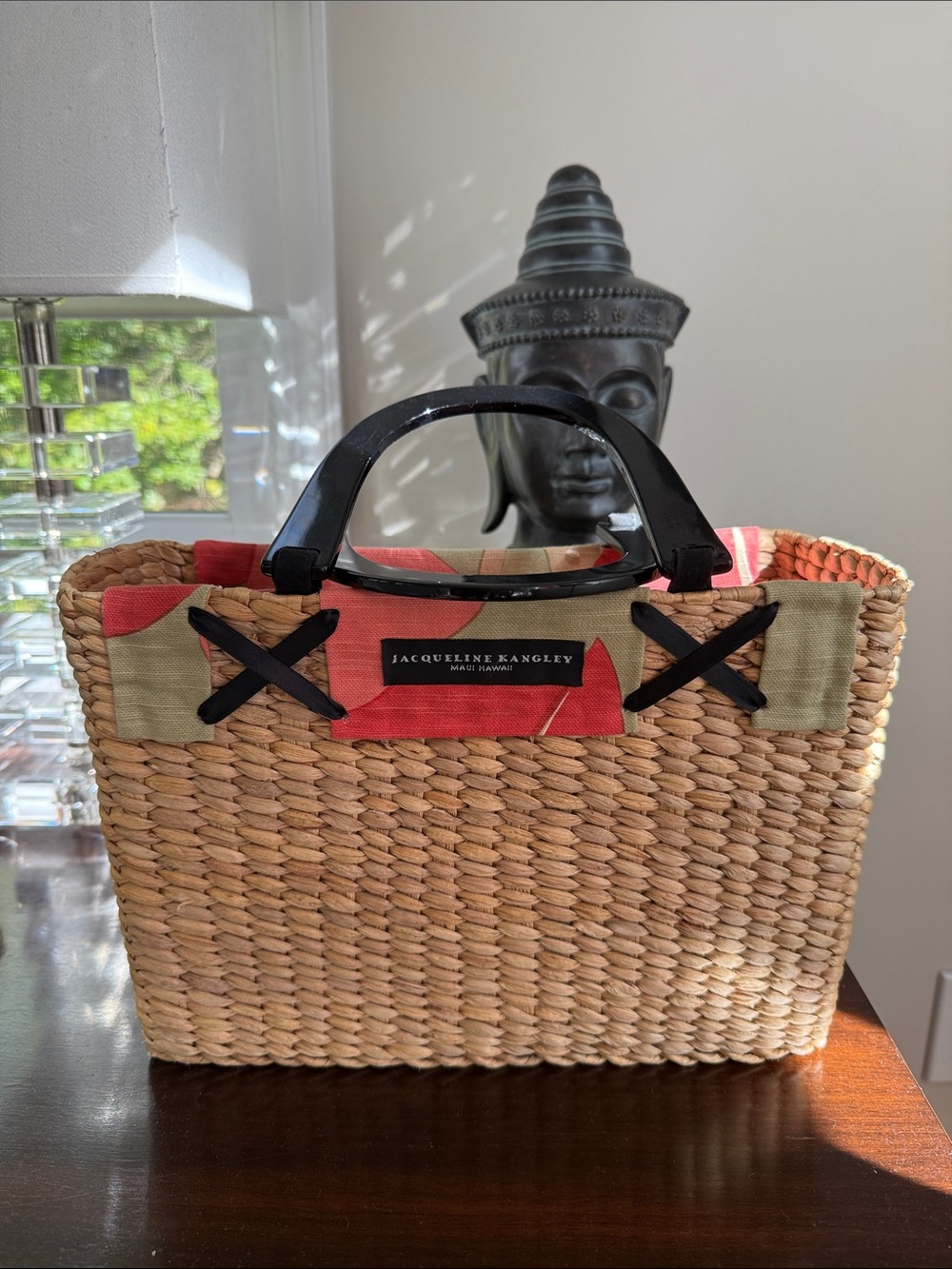 JACQUELINE KANGLEY MAUI HAWAII Vintage Seagrass Tote in EUC